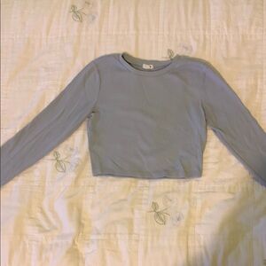 Light Blue Long Sleeve Crop Top